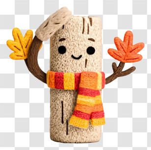 Tree Log - Smiling Wooden Log Character With Scarf Transparent PNG