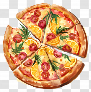 Hawaiian Pizza - Gourmet Pizza With Orange Slices And Herbs Transparent PNG