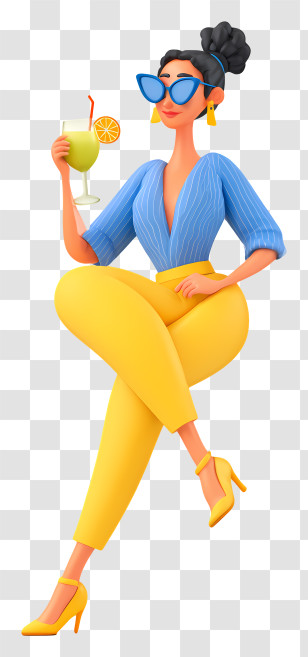 Woman Drinking Cocktail - Stylish Woman With A Drink Transparent PNG