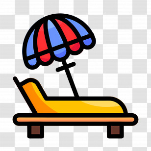 Beach Umbrella - Beach Chair With Colorful Umbrella Icon Transparent PNG