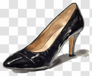 Black Heeled Shoe - Black High Heel Shoe Illustration Transparent PNG