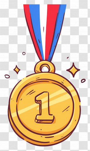 Olympic Medal - Shiny Gold Medal With Ribbon Transparent PNG