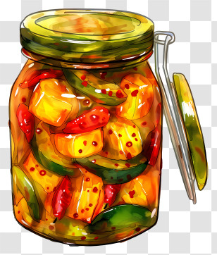 Mango Pickle - Colorful Pickle Jar Transparent PNG