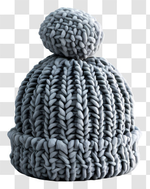 Knit Cap - Gray Knitted Hat With Pom-pom Transparent PNG