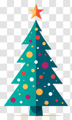 Christmas Tree - Decorated Christmas Tree With Star On Top Transparent PNG