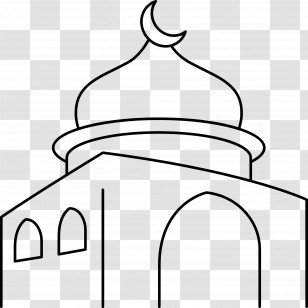 Mosque - Mosque Outline With Crescent Moon Transparent PNG