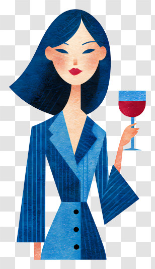 Woman Drinking Red Wine - Stylish Woman With Wine Glass Transparent PNG
