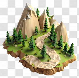 Mountain Path - Low Poly Mountain Landscape Transparent PNG