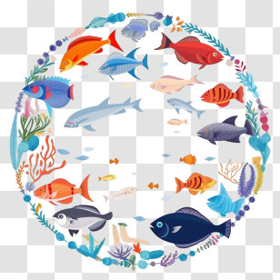 Beach
 - Marine Fishes In Artistic Circular Design Transparent PNG
