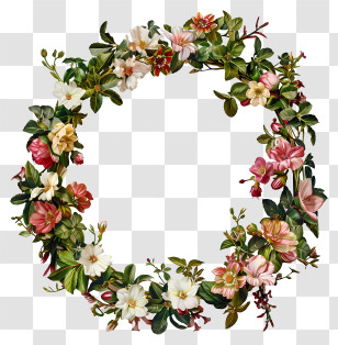 Flower Wreath - Natural Green Floral Wreath Illustration Transparent PNG