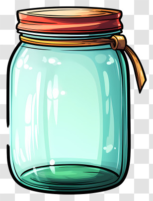 Flat Mason Jar - Glass Jar With Red Lid Illustration Transparent PNG