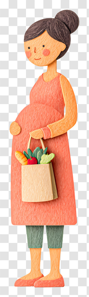 Pregnant Woman With Food Bag - Pregnant Woman With Grocery Bag Transparent PNG
