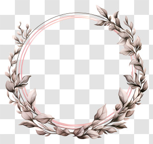 Sketch Round Frame - Elegant Laurel Wreath Frame Design Transparent PNG