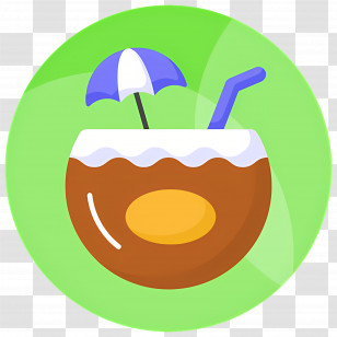 Coconut Drink - Tropical Coconut Drink With Straw And Umbrella Transparent PNG