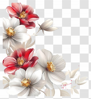 Flower Background - Red And White Flowers Transparent PNG