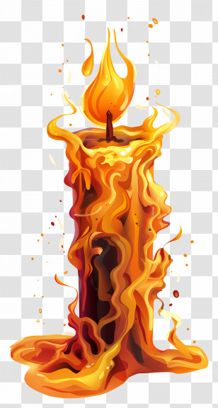 Candle - Artistic Illustration Of A Melting Candle Transparent PNG