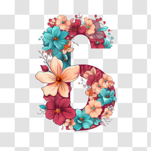 Number 6 Flower - Floral Number 6 Illustration Transparent PNG