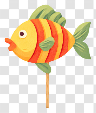 Grilled Fish On Skewer - Colorful Striped Cartoon Fish Transparent PNG