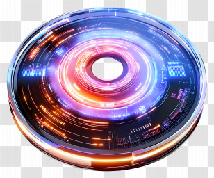Holographic Dial - Futuristic Disc With Neon Lights Transparent PNG
