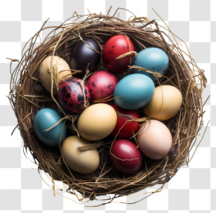 Easter Lily - Nest With Colorful Eggs For Easter Transparent PNG