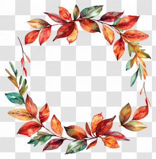 Autumn Wreath - Autumn Leaf Wreath In Warm Colors Transparent PNG