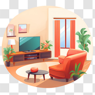 Living Room - Living Room With Comfy Chair By The Window Transparent PNG
