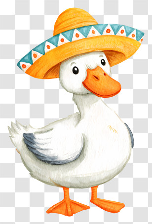 Goose Wearing Sombrero - Duck With Sombrero Transparent PNG