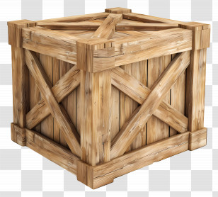 Cargo Wooden Box - Wooden Crate With Cross Beams Transparent PNG