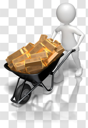 Stick Figure - Gold Bars In Wheelbarrow For Wealth Transparent PNG