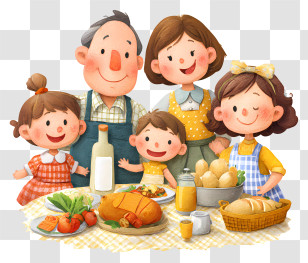Joyful Family Feast - Family Festive Meal Transparent PNG