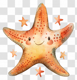 Starfish - Smiling Starfish Cartoon Illustration Transparent PNG