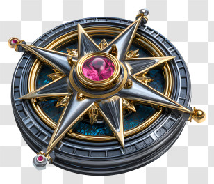 Cosmic Compass - Ornate Compass With Gem Transparent PNG