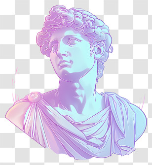 Vaporwave - Colorful Classical Bust Statue Transparent PNG