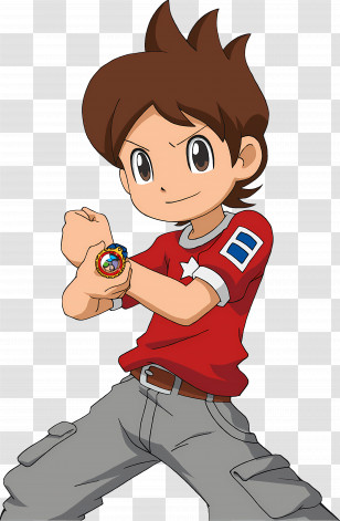 Cartoon Boy - Animated Boy With Watch In Red Shirt Transparent PNG