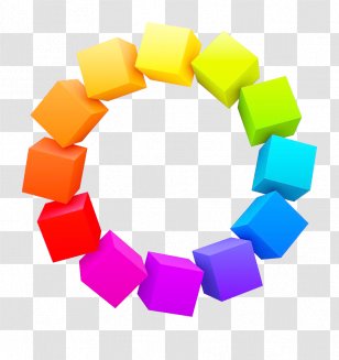 Three-dimensional Space Color 3D Computer Graphics Cube - Colorful Cubes - Rainbow Square Circle Vector Transparent PNG