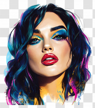 Katy Perry - Colorful Woman Portrait Artwork Transparent PNG