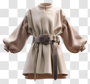 Tunic With Belt - Stylish Belted Dress With Puffy Sleeves Transparent PNG