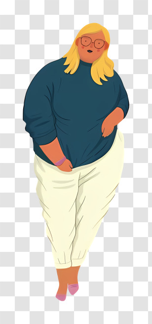 Fat Body - Stylized Woman Cartoon Character Illustration Transparent PNG