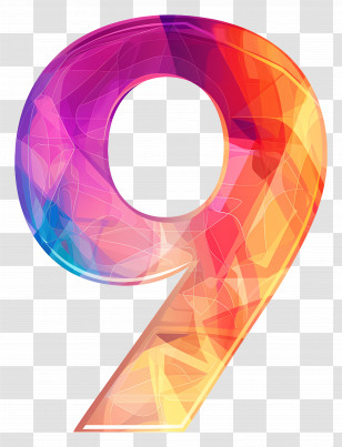 Number 9 - Colorful Number 9 Illustration Transparent PNG