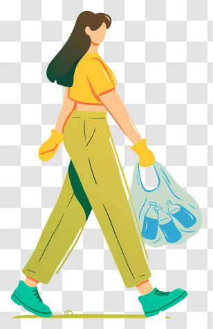 Woman Carrying Plastic Bag - Woman Recycling Bottles Transparent PNG