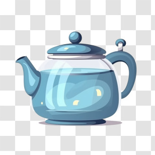Teapot - Modern Blue Glass Teapot Illustration Transparent PNG