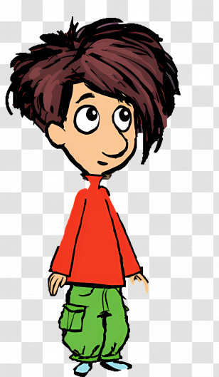 Cartoon Character - Casual Boy With Red Shirt Transparent PNG