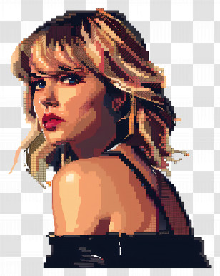Pixel Taylor Swift - Pixel Art Portrait Of A Woman Transparent PNG