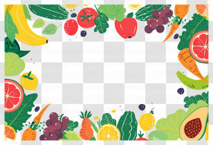 Food Background - Fruits And Vegetables Border Illustration Transparent PNG