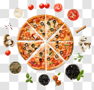 Pizza - Delicious Pizza With Variety Of Toppings Transparent PNG