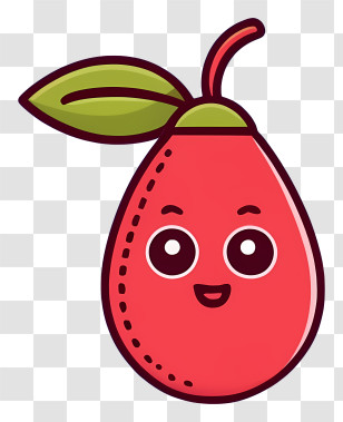 Ripe Red Fruit - Cute Red Fruit With Leaf Transparent PNG