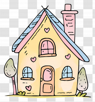 Cute Cartoon Doodle House - Cute Cartoon Doodle House Illustration Transparent PNG