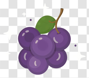 Grape - Purple Grapes With Green Leaf Transparent PNG