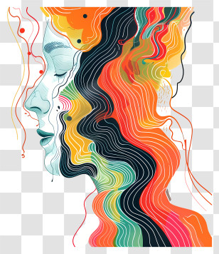 Abstract Background - Abstract Face With Colorful Lines Transparent PNG