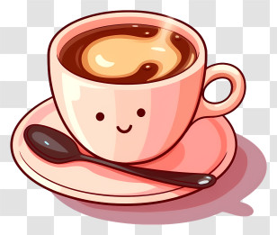 Cartoon Character - Adorable Coffee Cup With Smiley Face Transparent PNG